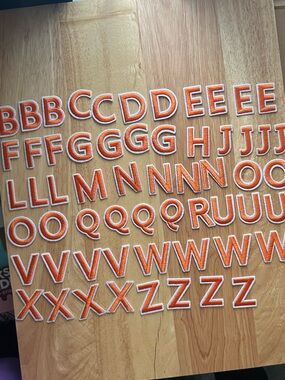 Orange Letter Iron-On Embroidered Alphabet Patches